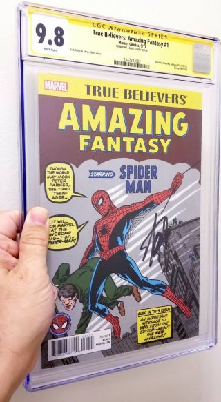 Fantasy 15 Cgc Ss 9.  8 Signed Stan Lee True Believer Reprint Spider - Man