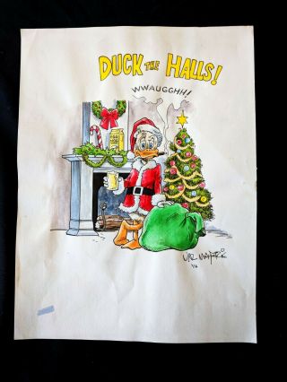 Val Mayerik Signed Howard The Duck Hand Painted Christmas Comic Art 9 " X12 " 2006