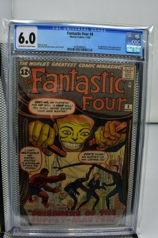 Fantastic Four 8 Cgc 6.  0 Marvel Comics 1962 1st Puppet Master & Alicia Masters