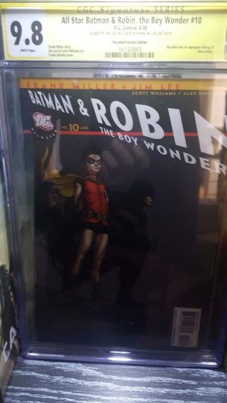 All Star Batman Robin 10 Recalled Cgc 9.  8 Ss Signed Lee Miller Htf Not Cbcs Pgx