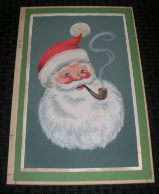 Merry Christmas Santa Claus W/ Smoking Pipe 8x12 " Greeting Card Art 253