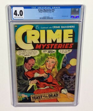 Crime Mysteries 15 Cgc 4.  0 Key (acid - In - Face Cover) 1954 Ribage Publishing