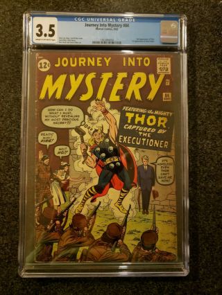 Marvel Comics Journey Into Mystery 84,  Cgc Graded 3.  5,  Jane Foster,  Thor 9/62