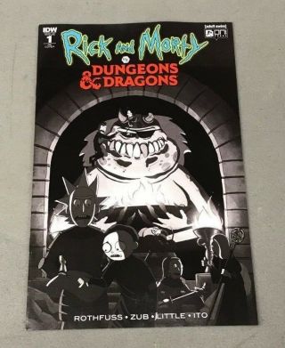 Rick & Morty Vs Dungeons & Dragons 1 B&w Variant Jetpack Comics Exlclusive