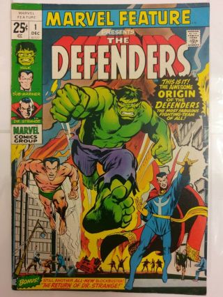 Marvel Feature 1 Defenders Adams Cover Origin Cream White Pages 1972