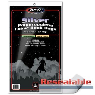 100 Bcw Silver Age Comic Thick Resealable Bags And Backing Boards Acid -