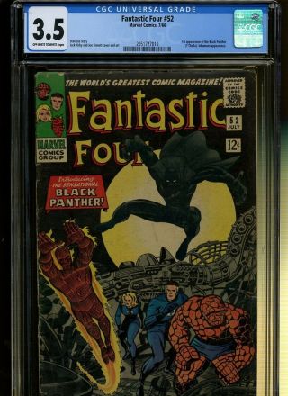 Fantastic Four 52 Cgc 3.  5 | Marvel 1964 | 1st Black Panther - T 