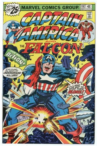 Captain America 197 Nm,  9.  6 White Pages Falcon Jack Kirby Art Marvel 1976