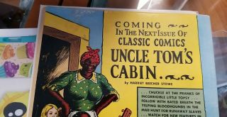 Classic Comics 14 Westward Ho 1st Print - Uncle Tom back cover VF 3 - 3.  5 9