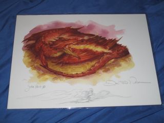 Hobbit Signed Giclee Print David Wenzel (lord Of The Rings/smaug) Art