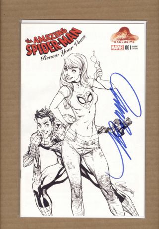 The Spider - Man Renew Your Vows 1 J Scott Campbell Signed B&w B&w W/coa