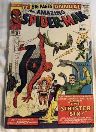 The Spider - Man Annual 1 1st Appearance Of Sinister Six Marvel 1964