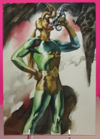 Loki Art Watercolor - Steve Rude Commission - One Of A Kind Marvel