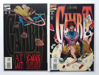 Gambit (1993,  Marvel) 1 - 4 Complete Limited Series 2 & 4 Signed By Lee Weeks