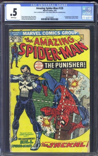 The Spider - Man 129 Cgc 0.  5 - 1st App Of Punisher Wow Key