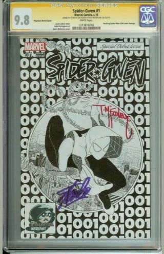 Spider - Gwen 1 Cgc 9.  8 // Phantom Sketch // Signed By Stan Lee/todd Mcfarlane