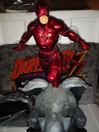 Bowen Designs Daredevil Statue Marvel Classic Red Version Pre - Owned