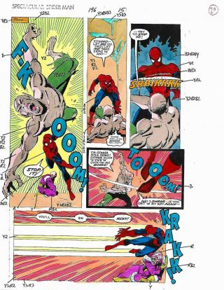 1993 Spectacular Spiderman Marvel Comic Book Color Guide Production Art