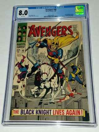 Avengers 48 Cgc 8.  0 Vf White Pages Marvel 1968 1st Dana Whitman As Black Knight