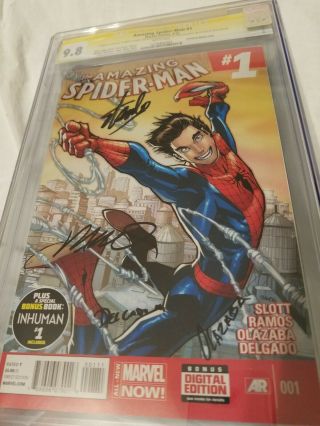 Marvel Spider - Man 1 Cgc Ss9.  8 Humberto Ramos Cover Signed 4x W/stan Lee