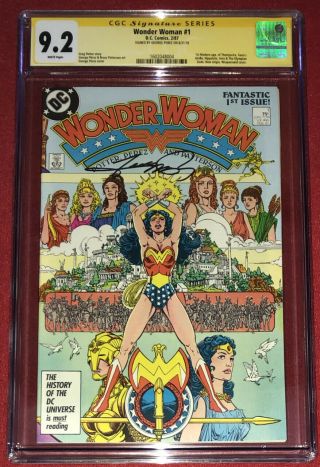 Signed George Perez Art Cgc Ss 9.  2 Wonder Woman 1 Origin Wraparound Cover