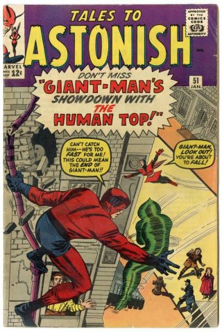 Tales To Astonish 51 Fn 6.  0 Vs.  The Human Top Giant - Man Marvel 1964 No Resv