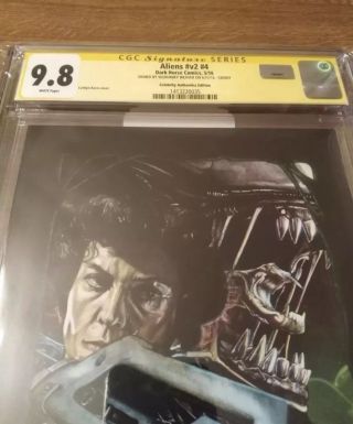 Sigourney Weaver Autographed Aliens 4 Variant Cover CGC SS 9.  8 2
