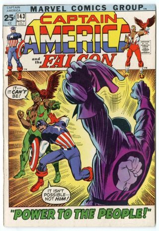Captain America 143 Vf,  8.  5 Ow/white Pages Falcon Marvel Giant 1971