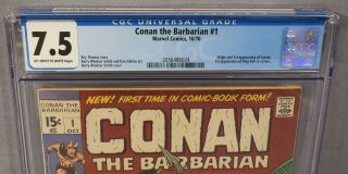 CONAN THE BARBARIAN 1 (1st Conan & King Kull) CGC 7.  5 VF - Marvel Comics 1970 2