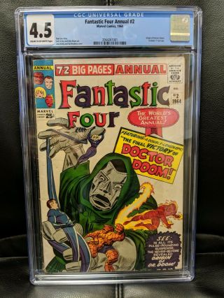 Fantastic Four Annual 2 Cgc 4.  5 With C - Ow Pages.  Origin Of Dr.  Doom
