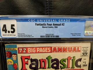 Fantastic Four Annual 2 CGC 4.  5 with C - OW pages.  Origin of Dr.  Doom 2