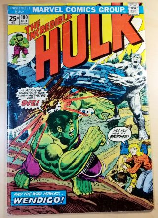 Marvel " The Incredible Hulk " Vol.  1 180 First Appearance Of Wolverine,  1974