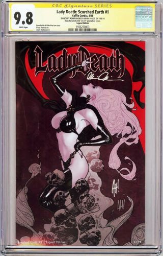Lady Death Scorched Earth 1 Legend Variant Cgc 9.  8 Ss Signed Hughes & Pulido