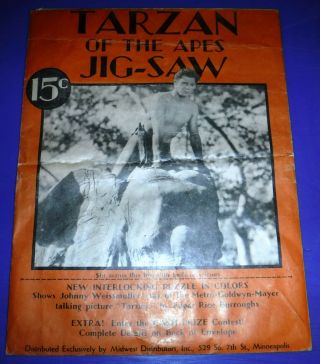 Tarzan Of The Apes Jigsaw Puzzle 1932 Premium Offer Screen Book Mag Nm Complete