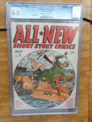 All - Comics 3 (harvey,  1943) Cgc 6