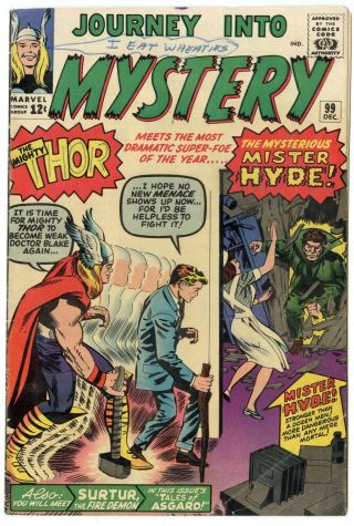 Journey Into Mystery 99 Vg - 3.  5 White Pages 1st App.  Mr.  Hyde Marvel 1963