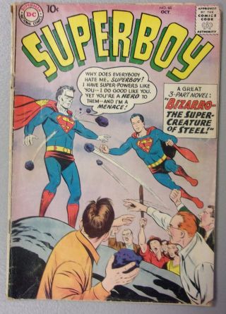 Superboy 68 1958 1st Appearance Bizarro Silver - Age Dc Comics G/f