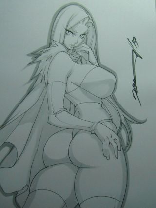 White Queen X - Men Girl Sexy Busty Sketch Pinup - Daikon Art