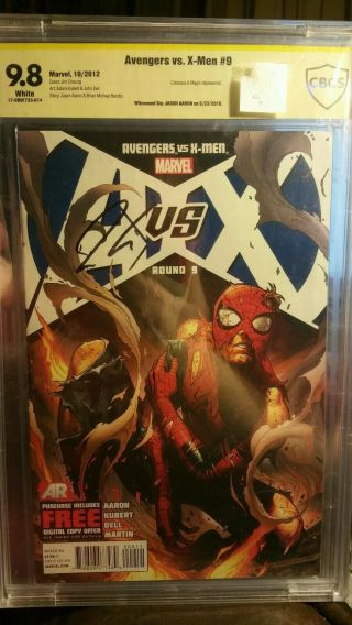 Avengers Vs X - Men 9 Signed By Jason Aaron 9.  8 Cbcs Spider - Man