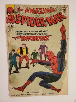 Spider - Man 10 (pr 0.  5) 1964 1st Appearance Of Big Man & The Enforcers