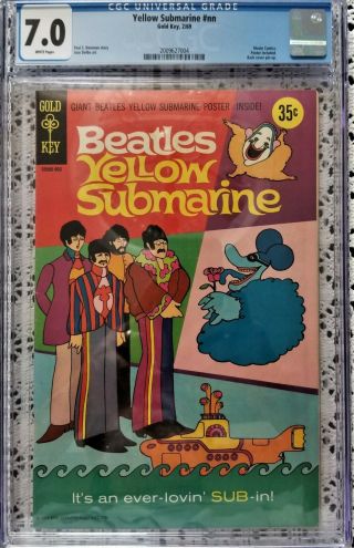 Beatles Yellow Submarine W/poster Cgc Graded 7.  0 Gold Key Movie Comics