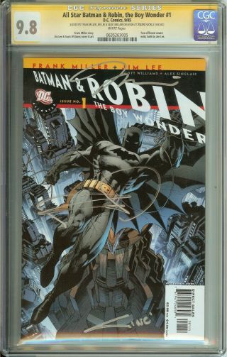 All Star Batman & Robin 1 Cgc 9.  8 Signed By Frank Miller/jim Lee/alex Sinclair