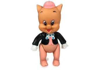 Porky Pig Figurine In Pink Hat Black Tux 1976 R.  Dakin Hong Kong Looney Tunes