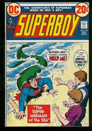 Superboy 194 Dc The - Merman Cgc 9.  6 Dc