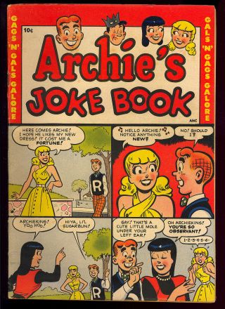 Archie’s Joke Book 1 First Issue Golden Age Teen Comic 1953 Vg,