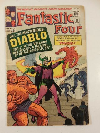 Vintage Marvel Comics Fantastic Four 30 Stan Lee Jack Kirby 1st App Diablo 1964