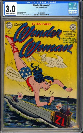 Wonder Woman 43 Pre - Code Golden Age Dc Superhero Comic 1950 Cgc 3.  0