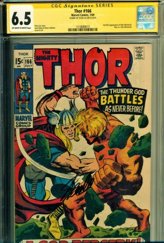 Thor 166 Cgc 6.  5 Ss Signed By Stan Lee - Jack Kirby Art - 2nd Full " Him " (warlock)