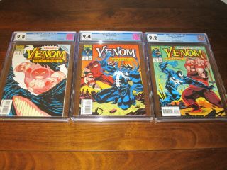 Venom: The Madness 1,  2,  3 (cgc 9.  8,  9.  4,  9.  2) - 1993 Direct Edition - White Pages