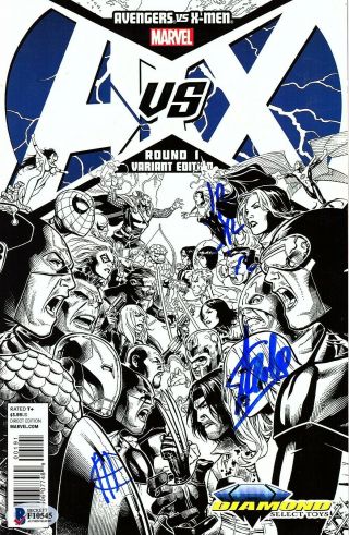 Stan Lee Signed Autographed " A Vs X " Marvel Comic Book Beckett Bas F10545
